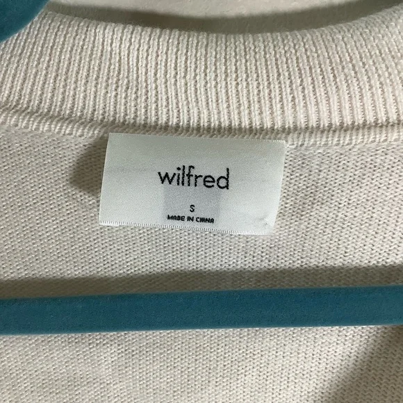 Wilfred Aritzia Merino Wool Cream Sweater Wide Collar - Picture 3 of 5